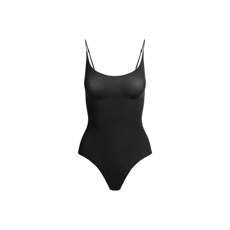 SKIMS SHEER SEAMLESS THONG BODYSUIT Jumpsuit Women's ONYX/Onyx-0