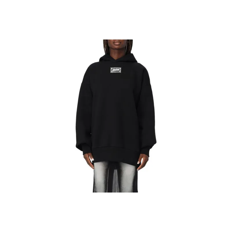 Jean Paul Gaultier Lace Label Oversized Hoodie 'Black'-0