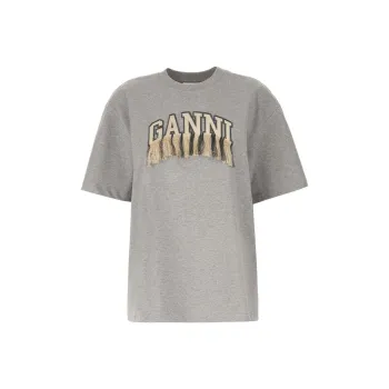 GANNI Drop Shoulder Fringed T Shirt