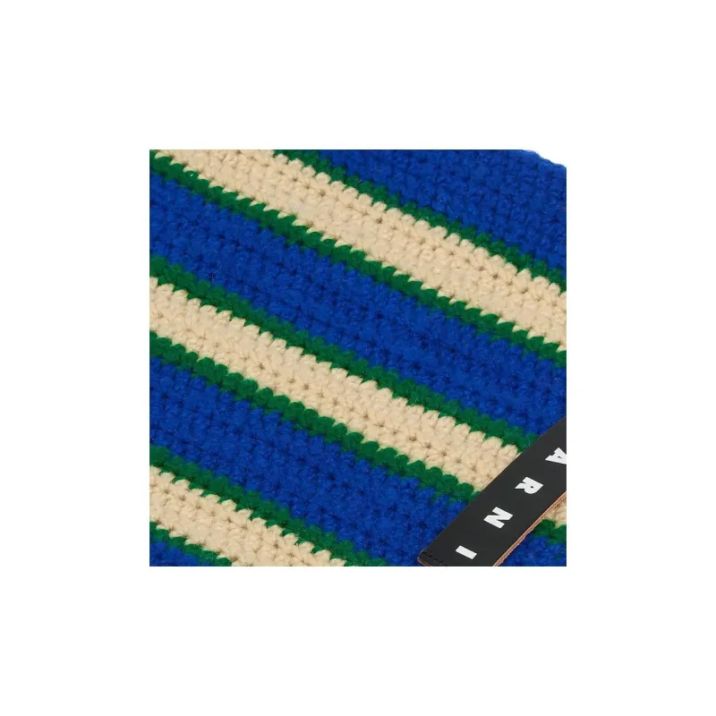 MARNI Cotton Woven Tote Bag Shopping Bag Handbag Women's Night Blue-3