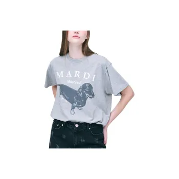 MARDI MERCREDI Drop Shoulder Sleeve T Shirt Women's Gray White