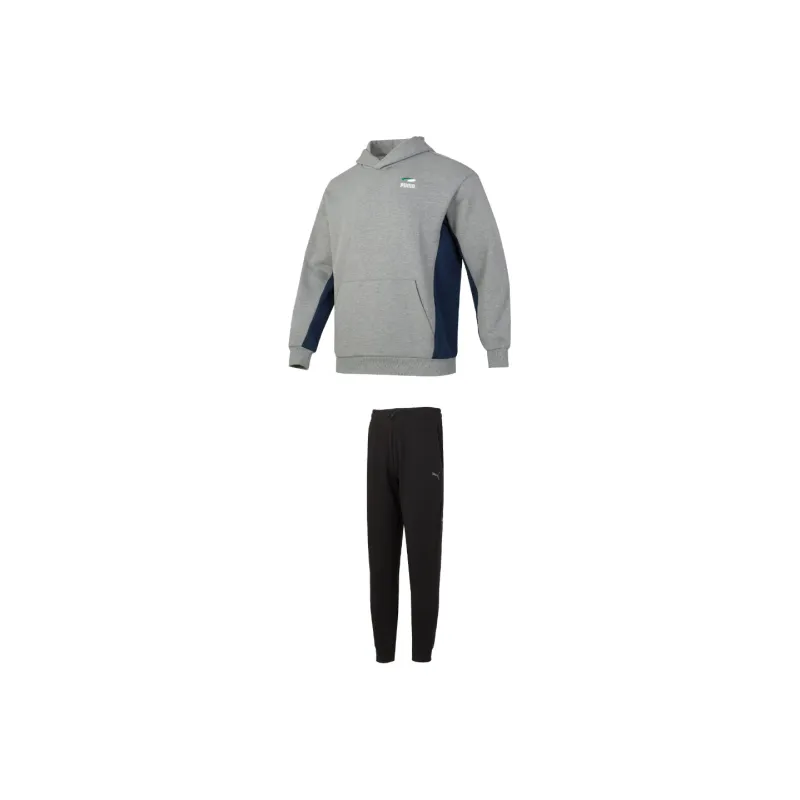 PUMA Casual Sportswear Men Clothing Sets Gray Sweatshirt+Black Pants-0