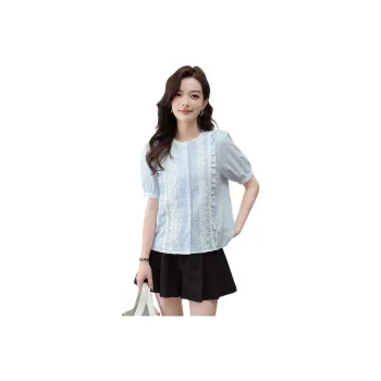 Shavani Shirt Women's Blue Stripes Pattern
