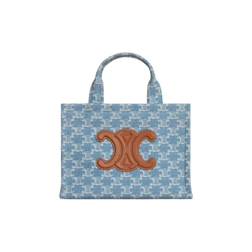 CELINE Cabas Thais Fabric Shoulder Bag, Crossbody Bag, Handbag Trumpets Women's Blue