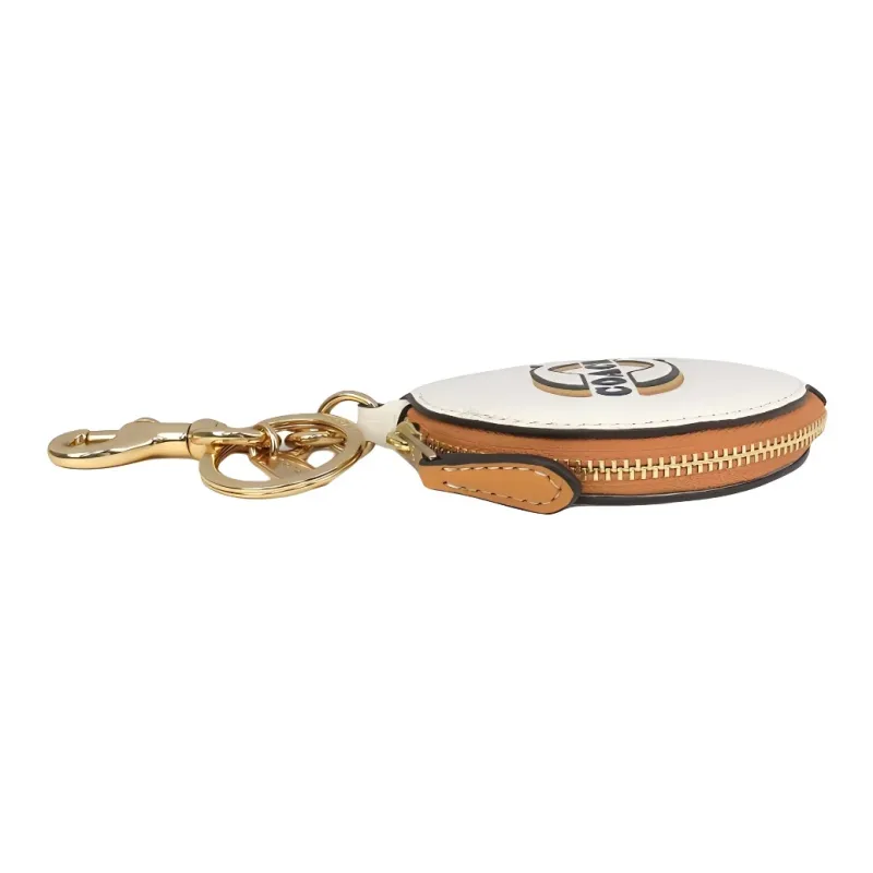 COACH Pebbled Leather Coin Purse Women's Chalk White-3