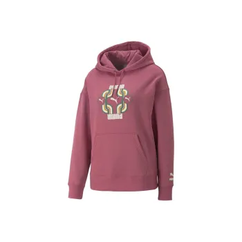 PUMA CLASSICS Classics 70s Psychedelic Graphic Hoodie Fleece Sweatshirt Women's Pink