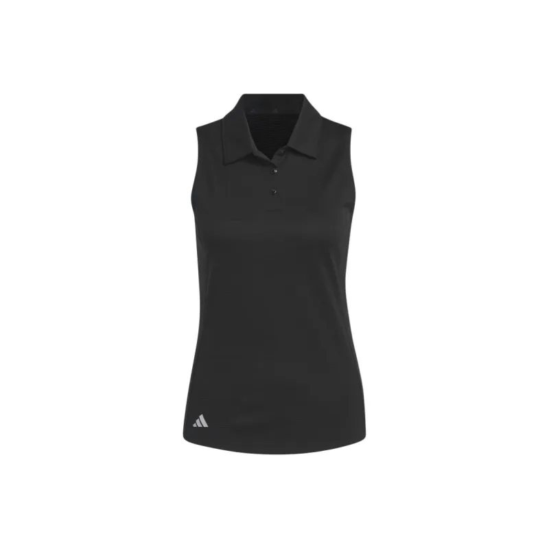 Adidas TEXTURE SLEEVELESS GOLF Polo Shirt Women's Black-0