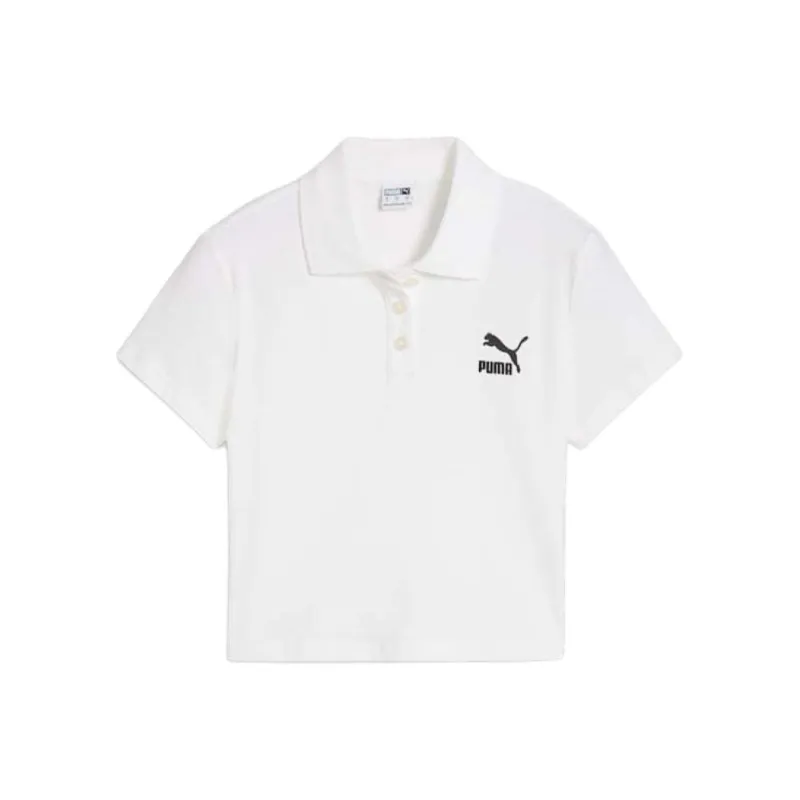 PUMA CLASSICS CLASSICS Polo Baby Tee Women's Polo Shirt Women's White-0