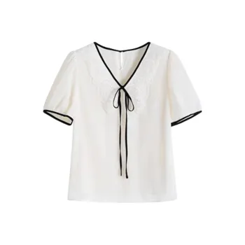 HUASJ Chiffon Shirts Women's Beige