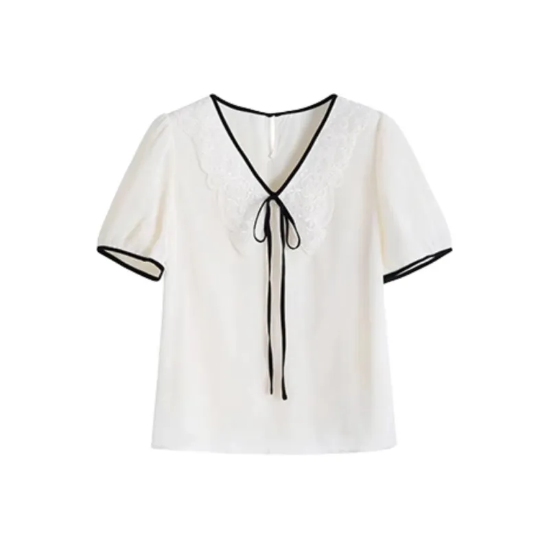 HUASJ Chiffon Shirts Women's Beige-0
