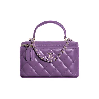 CHANEL 22A Early Autumn Sheepskin Box Bag Handbag Women's Purple