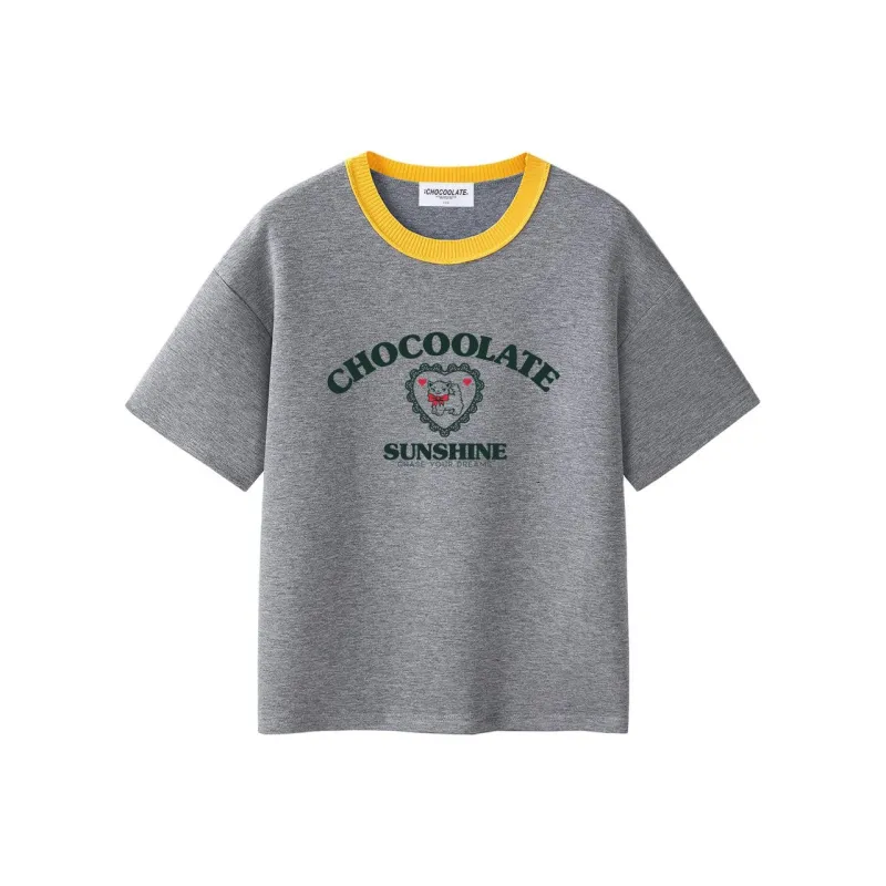  CHOCOOLATE Drop Shoulder Sleeve T Shirt Women's GYX/Gray-0