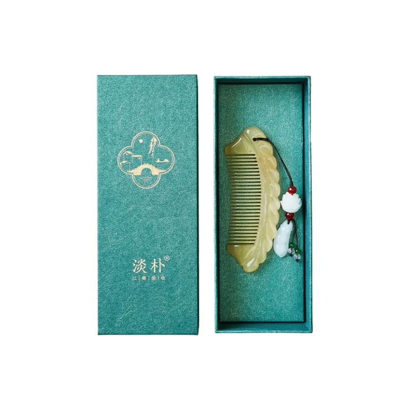 DANPU Natural Ox Horn Premium Comb Massage Anti Static Gift Box Set-0