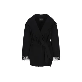 Balenciaga Belted Fringed Coat