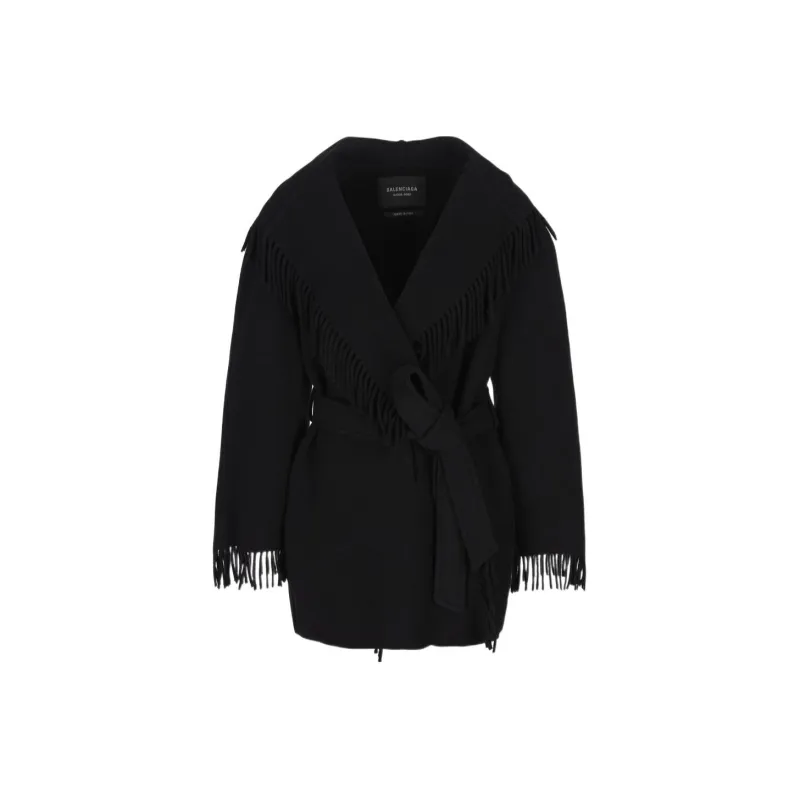 Balenciaga Belted Fringed Coat-0