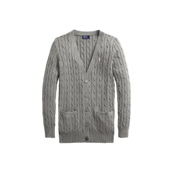 Polo Ralph Lauren Knitted Fabric Cardigan Women's Gray