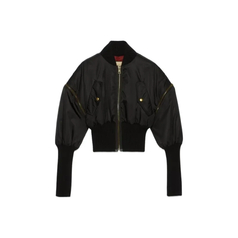 GUCCI Padded Cropped Bomber Jacket-0