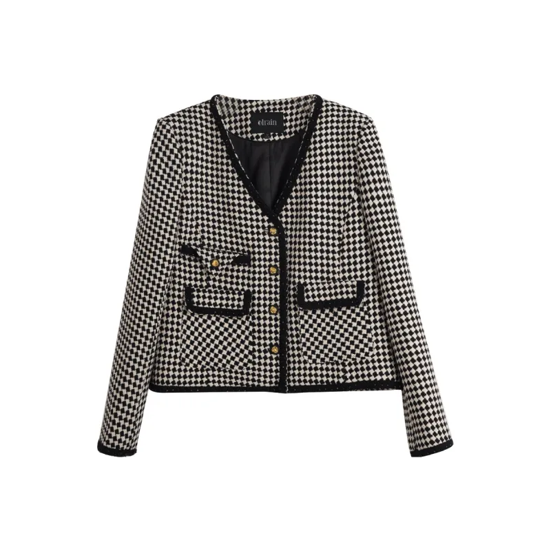 Olrain Jacket Women's Black White Plaid-0