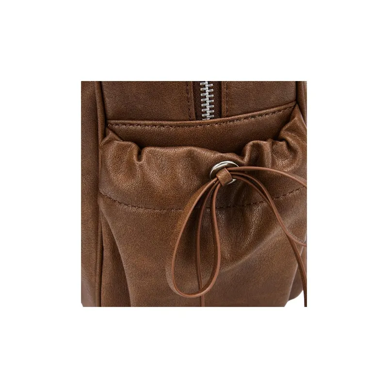 MCMIKO Cow Leather Crossbody Backpack Medium Size Women's Vintage Brown-2