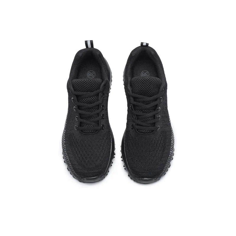 Singing Abrasion Resistant Lightweight Height Increasing Low Top Casual Shoes Unisex Black-3