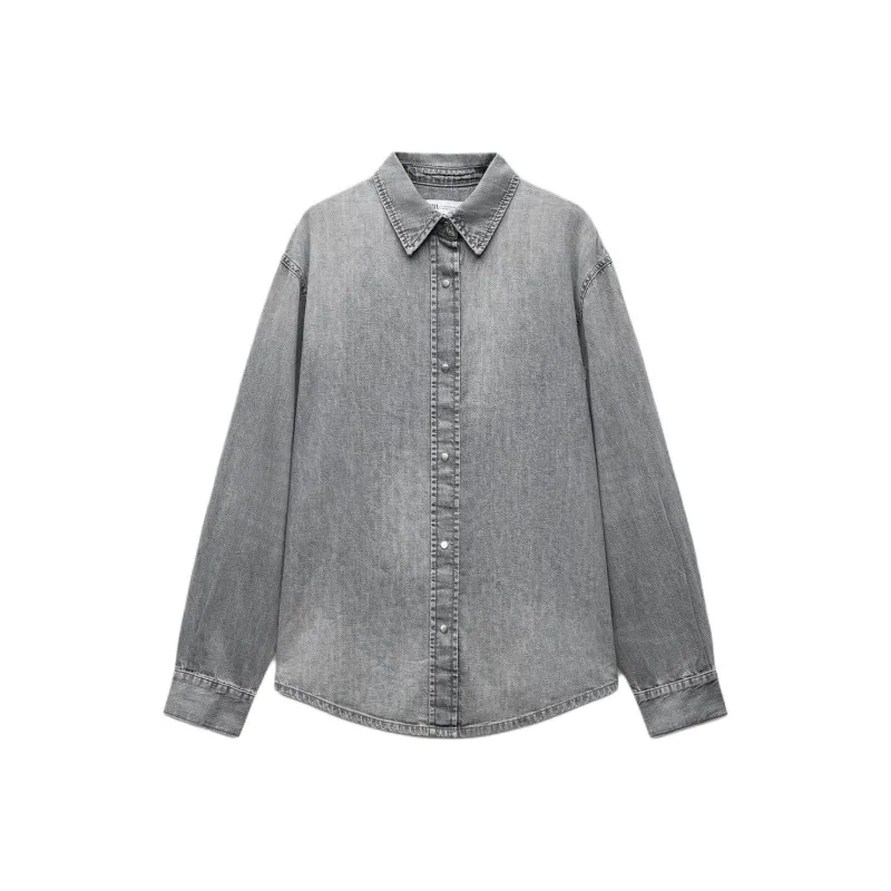 ZARA Trf Shirt Women's Light Gray-0
