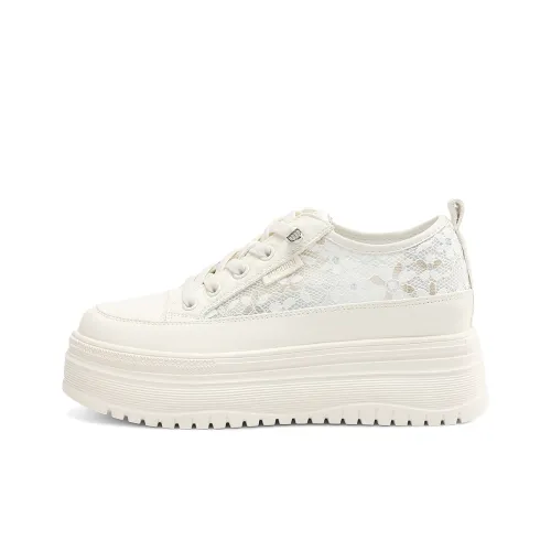 BOERDIQI Breathable Lightweight Height Increasing Casual Shoes Women's Ecru