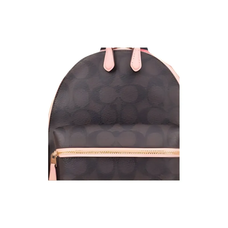 COACH Leather Backpack Mini Women's Dark Brown Pink Rose Red-3