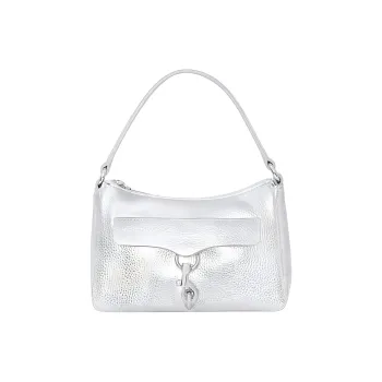 REBECCA MINKOFF Genuine Leather Shoulder Bag Crossbody Bag Handbag Small Size Women's Silver