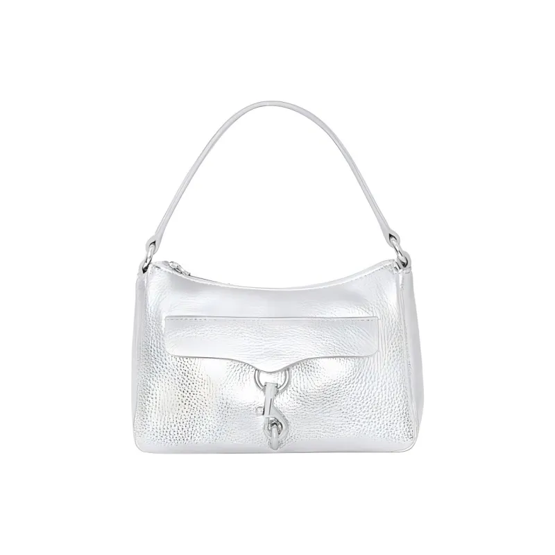 REBECCA MINKOFF Genuine Leather Shoulder Bag Crossbody Bag Handbag Small Size Women's Silver-0