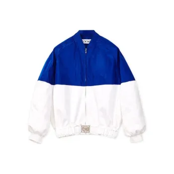 LOEWE Silk And Polyester Bomber Jacket Blue Klein