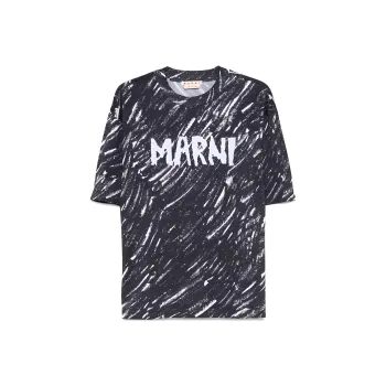 MARNI Placed Scribble Logo T Shirt 'Black'