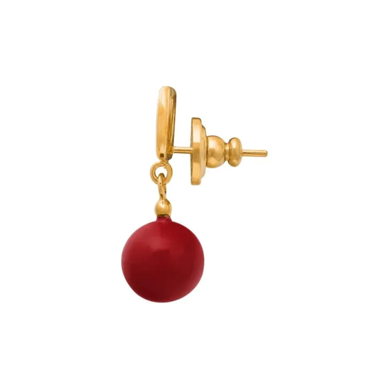Valentino Brass, Pearl Earrings Women's Red-1