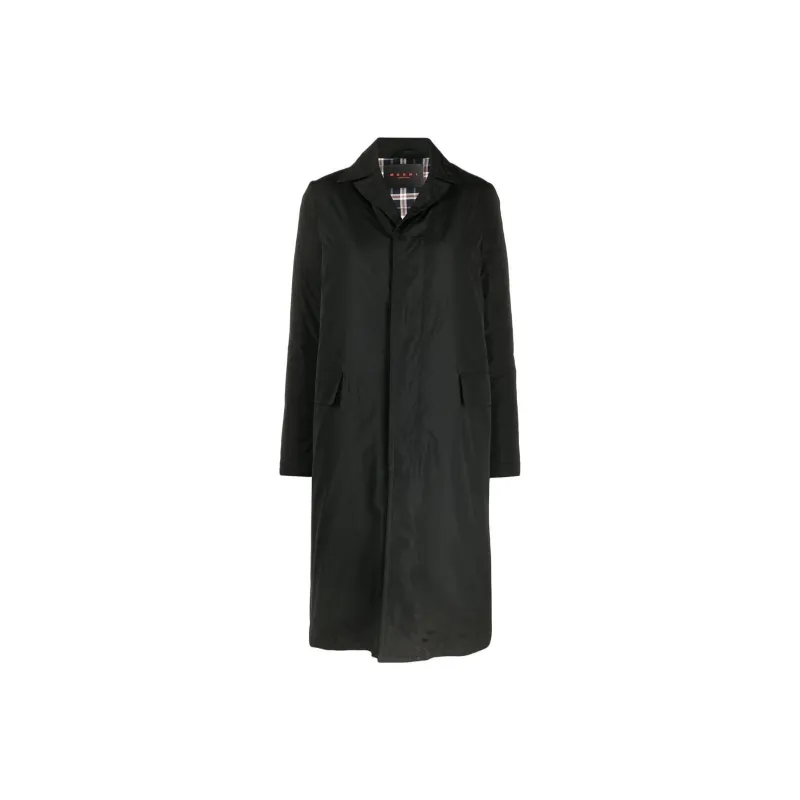 MARNI FW22 Solid Color Lapel Fitted Thickened Long Down Jacket Women's Black-0