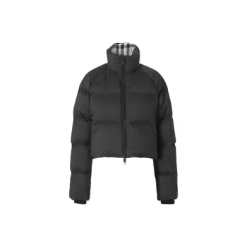Burberry Logo Appliqué Cropped Puffer Jacket 'Black'