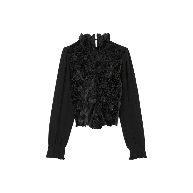 Sandro Guipure Velvet Top-0