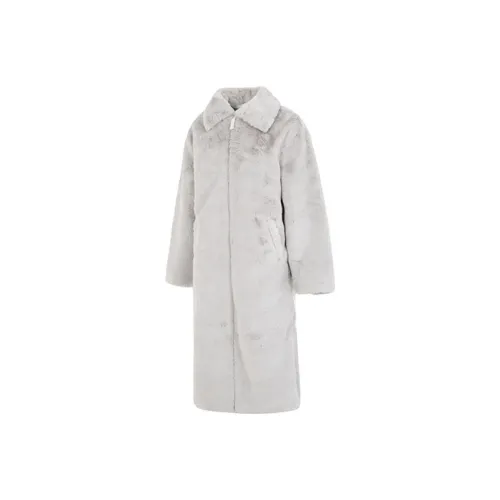 Nike Women's Faux Fur Long Jacket Asia Sizing Light Bone