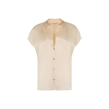 VINCE Short Sleeved Buttoned Satin Shirt