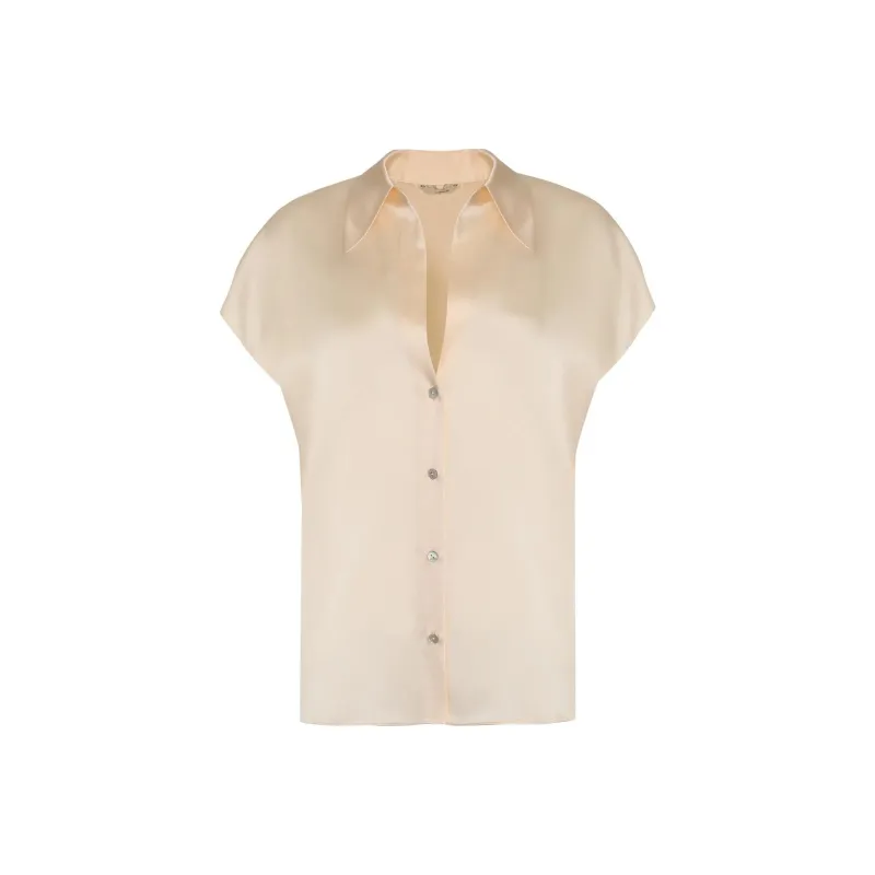 VINCE Short Sleeved Buttoned Satin Shirt-0