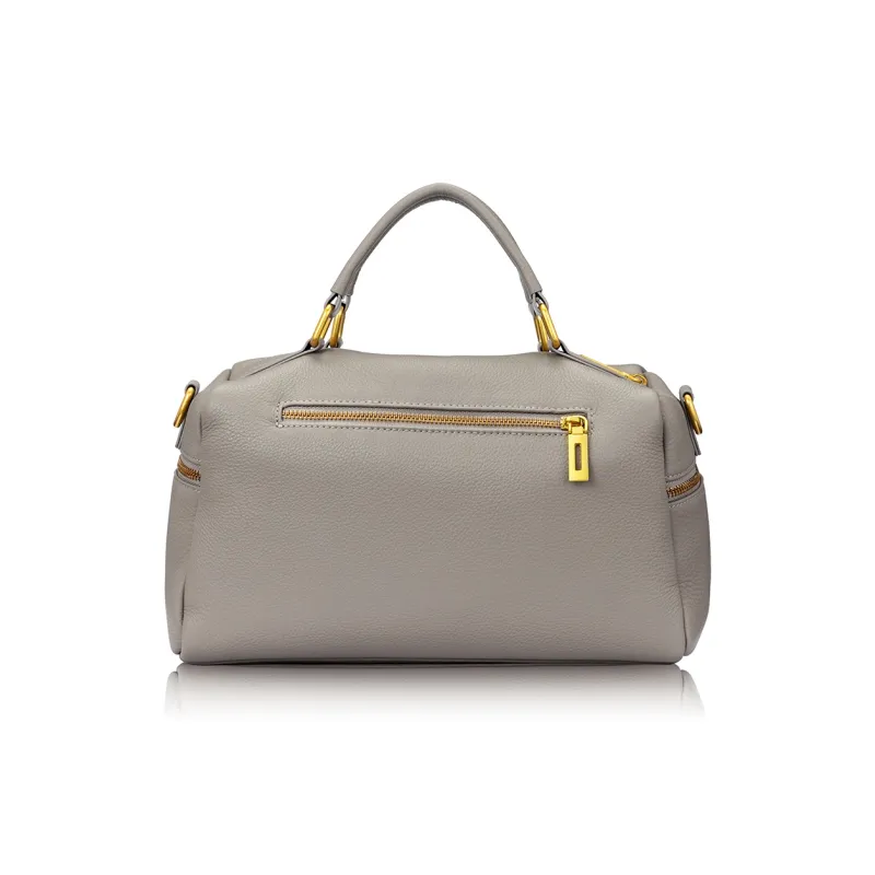 ROBERTA DI CAMERINO Cow Leather Mommy Bag Handbag Women's Black Gold/Elephant Gray-8