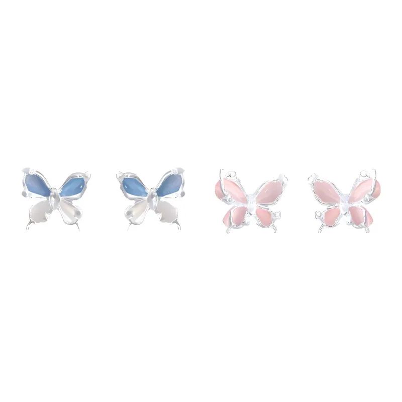 ZWU Glass Cat Eye Stud Earrings Women's-6