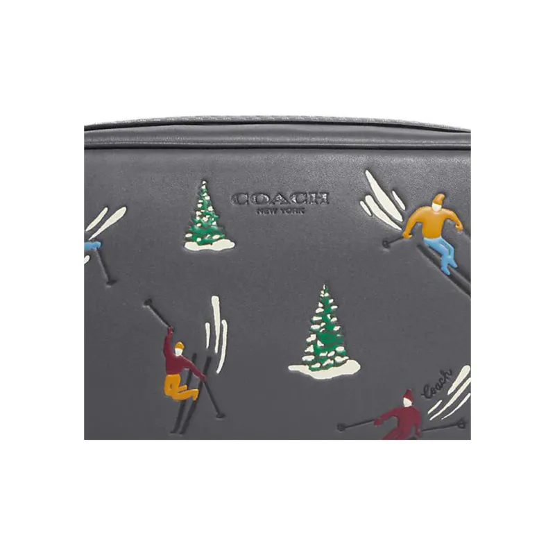 COACH Travel Kit Smooth Calf Leather Makeup Bag Storage Bag Women's Gray-5
