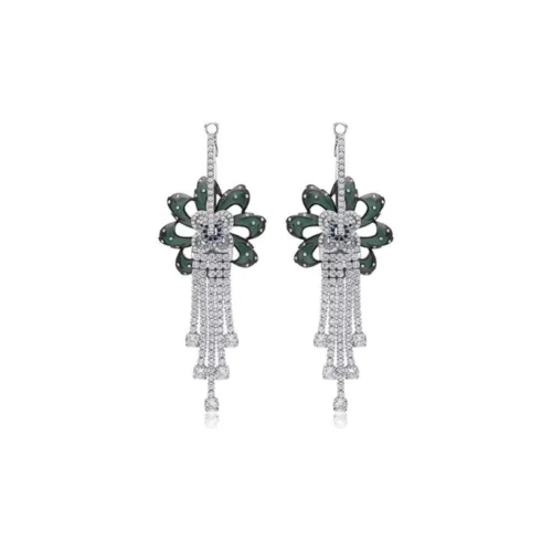 MIDNIGHT OPERA HOUSE White Gold Plated Copper Earrings Women's Silver