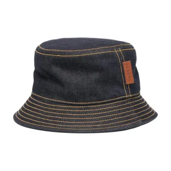 Sandro Cotton, Cow Leather Bucket Hats Unisex Blue