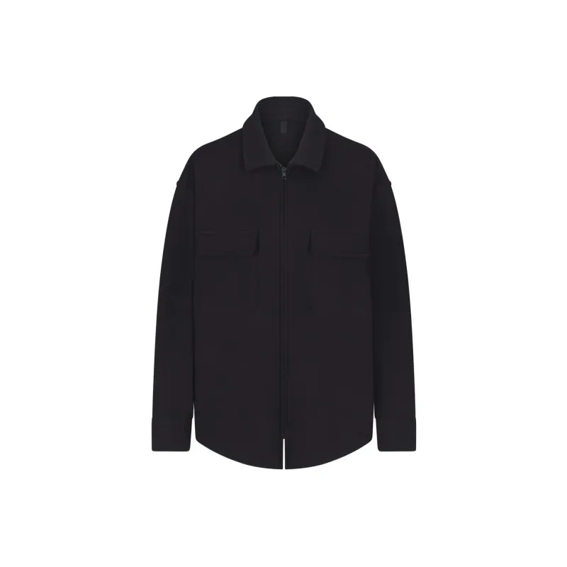 SKIMS COTTON FLEECE ZIP UP SHIRT JACKET Jackets Coats Women's ONYX/Onyx-0