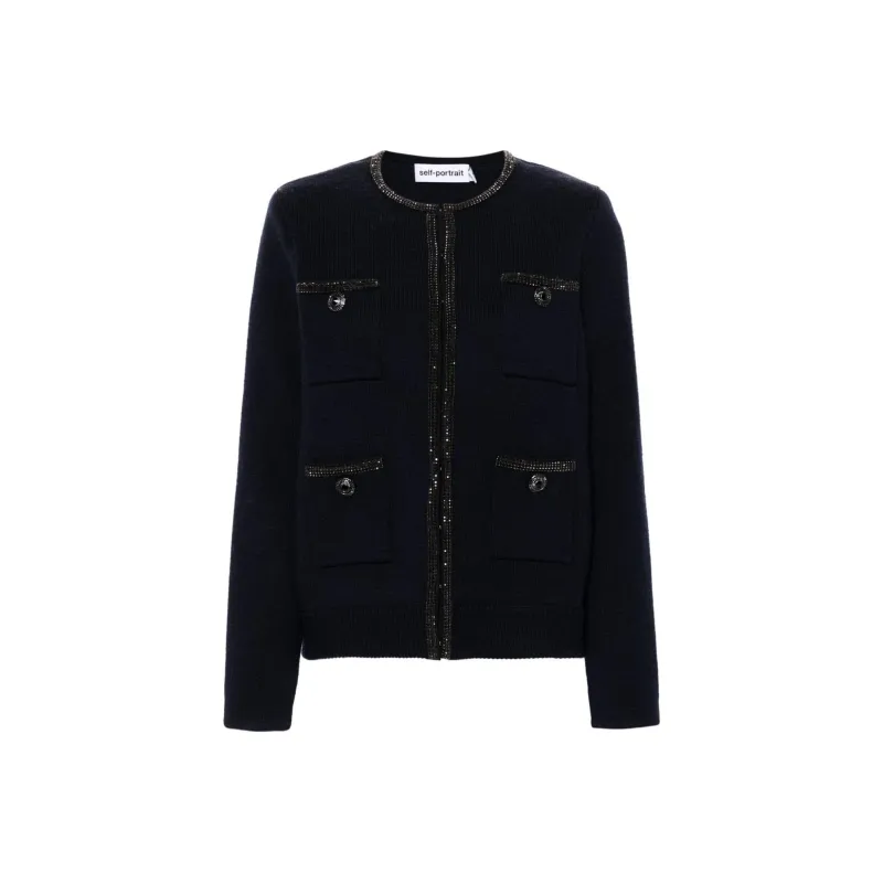 Self portrait Embellished Knitted Cardigan-0