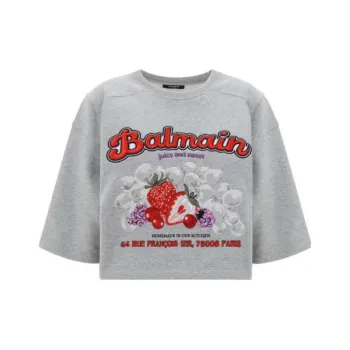 BALMAIN Fruit Fleece Crop T Shirt