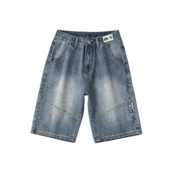 FCB ARCELONA Denim Shorts Unisex Patchwork Blue