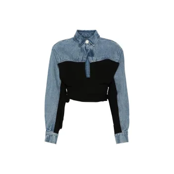 Christopher Esber Sevilla Denim Wrap Cropped Top