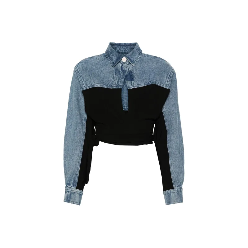 Christopher Esber Sevilla Denim Wrap Cropped Top-0