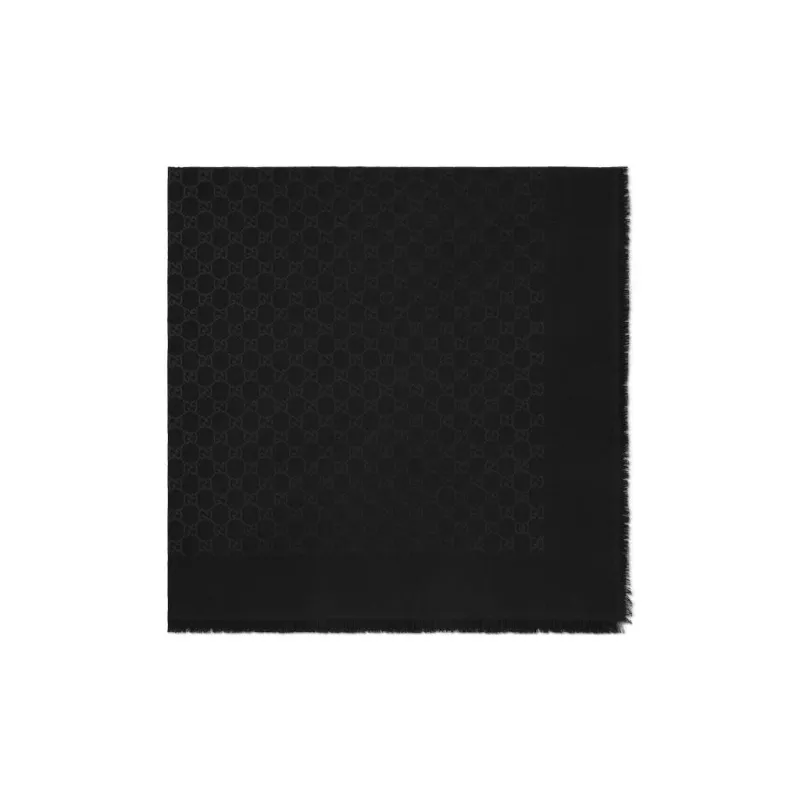 GUCCI Wool, Mulberry Silk Knit Scarves Unisex Black-1